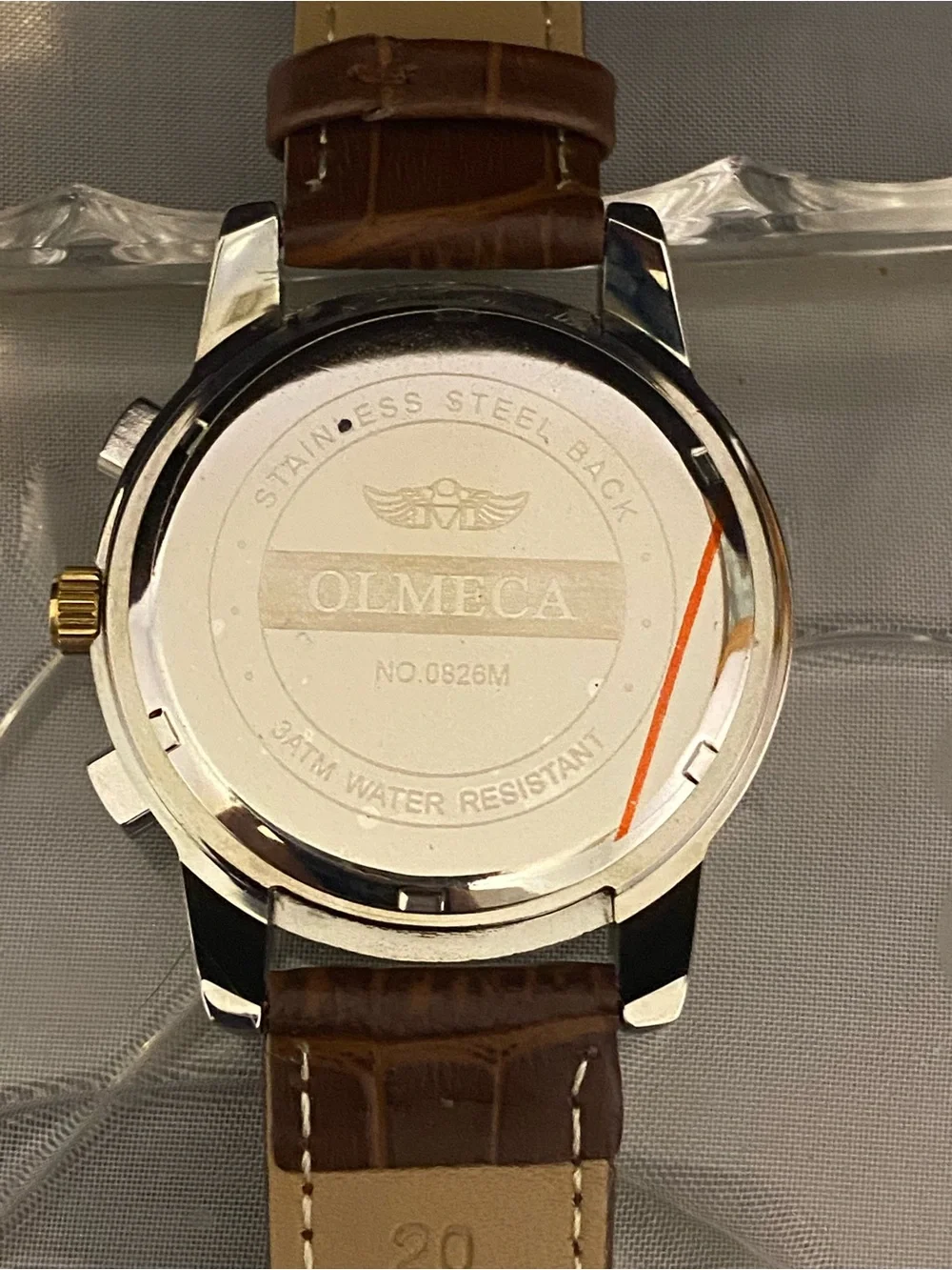 Brand New Olmeca 0826M Quartz Chronograph Mens Dress Watch Two Tone Leather Croc